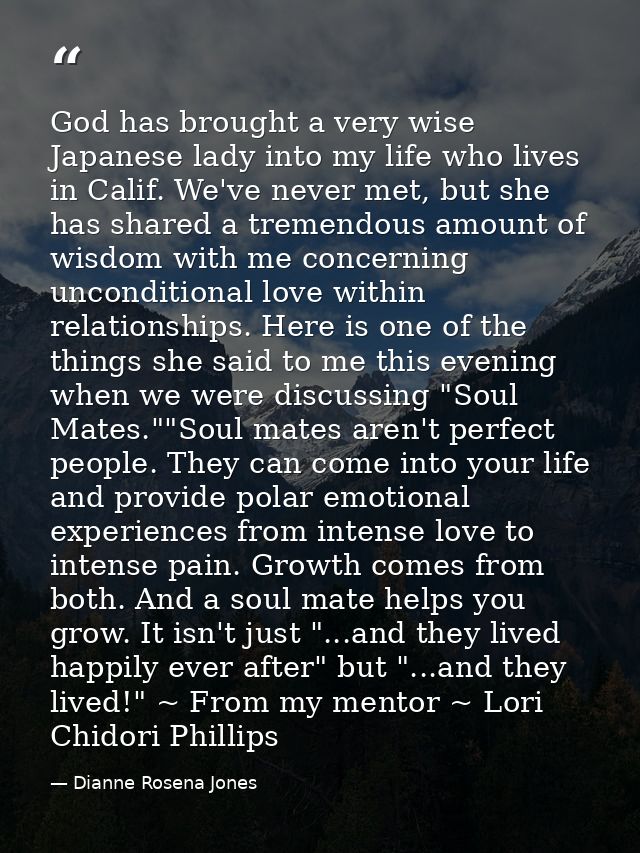 God has brought a very wise Japanese lady into my life who lives in Calif. We've never met, but she has shared a tremend — Dianne Rosena Jones