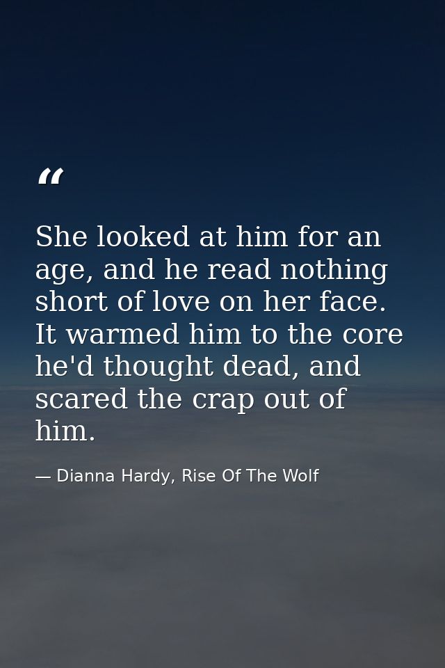 She looked at him for an age, and he read nothing short of love on her face. It warmed him to the core he'd thought dead — Dianna Hardy, Rise Of The Wolf