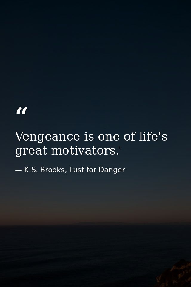 Vengeance is one of life's great motivators. — K.S. Brooks, Lust for Danger