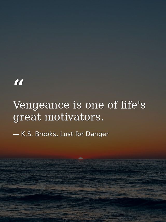 Vengeance is one of life's great motivators. — K.S. Brooks, Lust for Danger