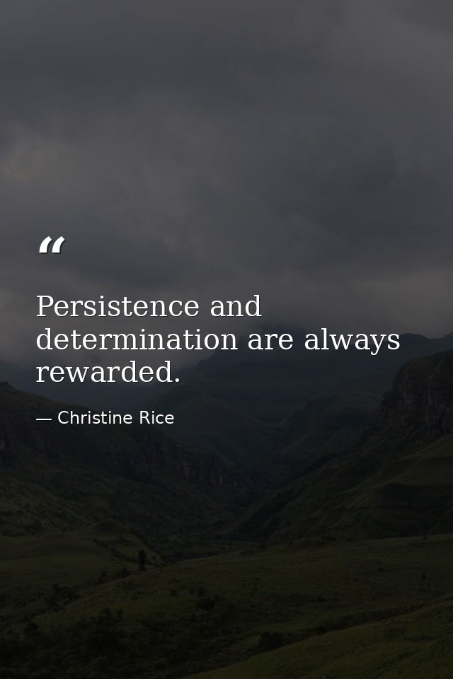 Persistence and determination are always rewarded. — Christine Rice