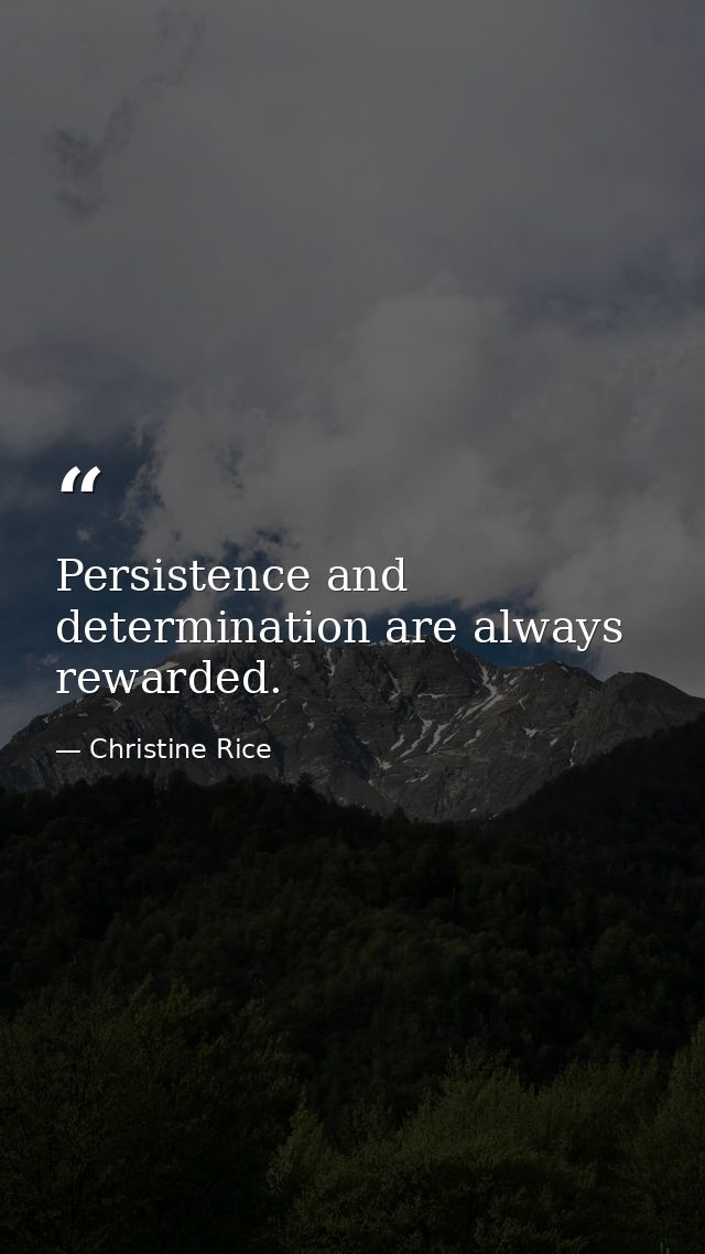 Persistence and determination are always rewarded. — Christine Rice