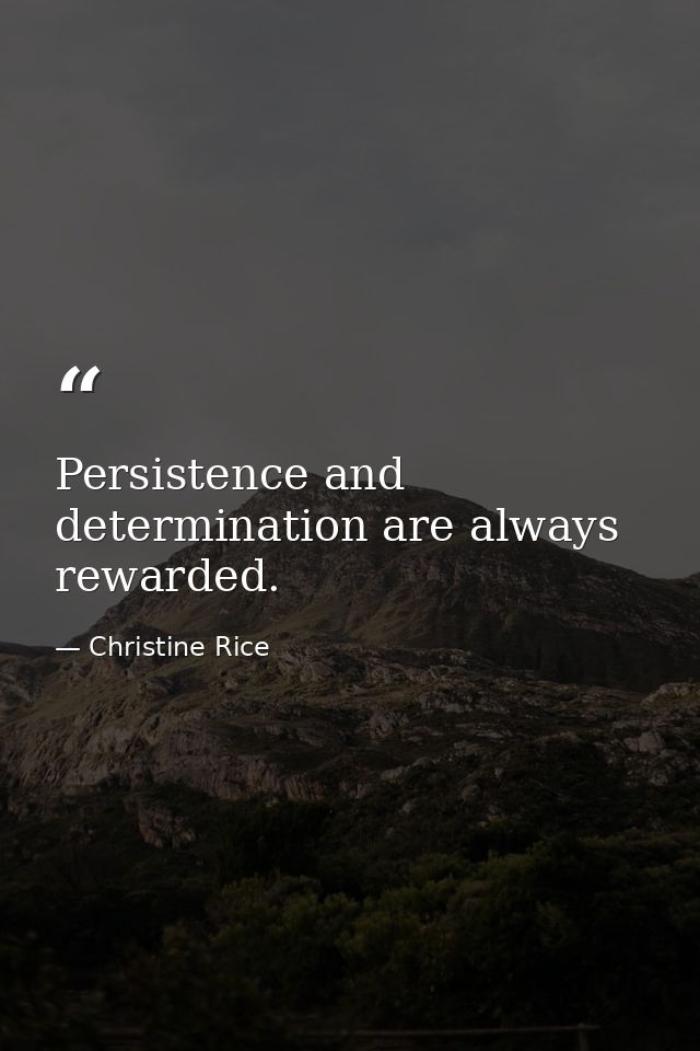 Persistence and determination are always rewarded. — Christine Rice