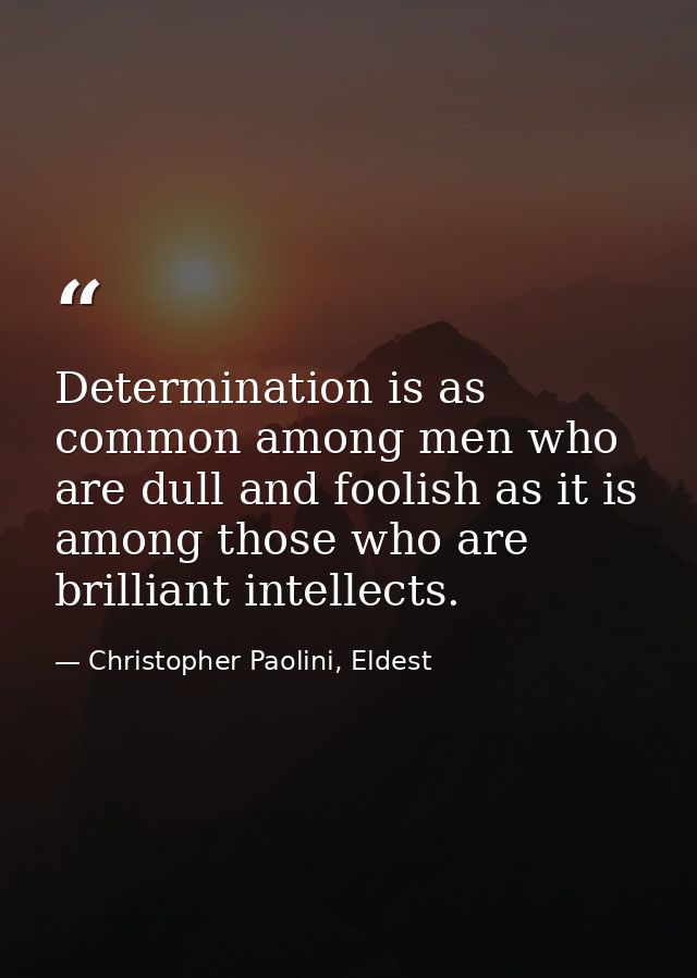 Determination is as common among men who are dull and foolish as it is among those who are brilliant intellects. — Christopher Paolini, Eldest