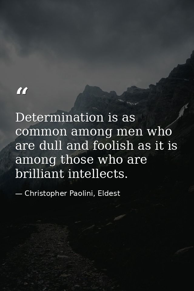 Determination is as common among men who are dull and foolish as it is among those who are brilliant intellects. — Christopher Paolini, Eldest