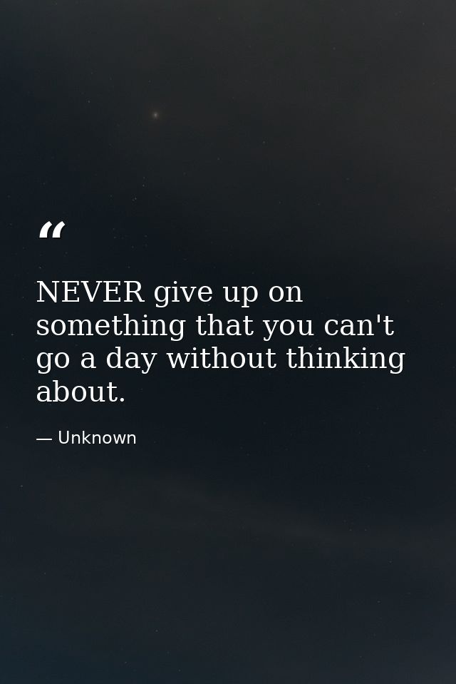 NEVER give up on something that you can't go a day without thinking about. — Unknown