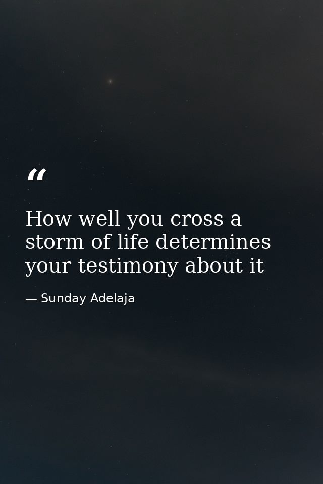 How well you cross a storm of life determines your testimony about it — Sunday Adelaja