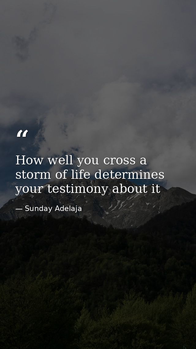 How well you cross a storm of life determines your testimony about it — Sunday Adelaja