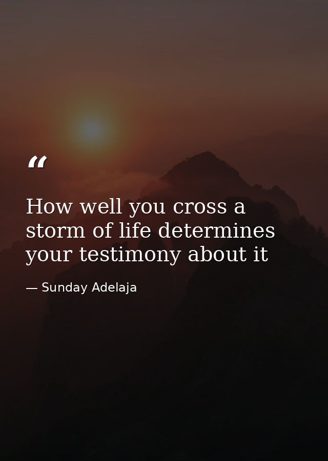 How well you cross a storm of life determines your testimony about it — Sunday Adelaja