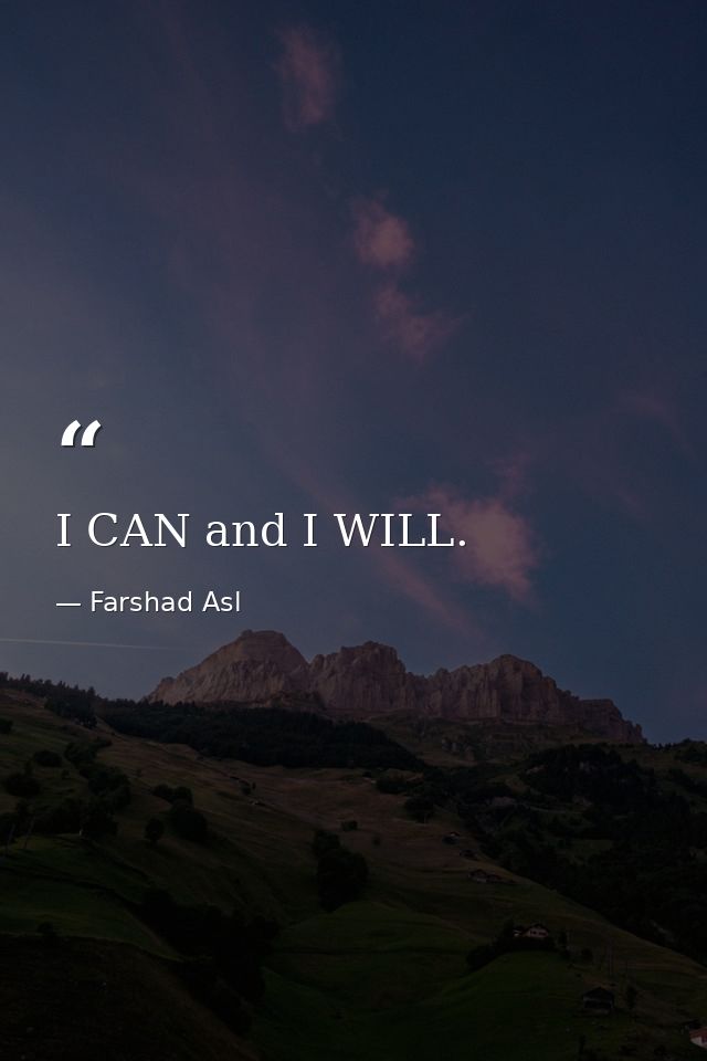 I CAN and I WILL. — Farshad Asl