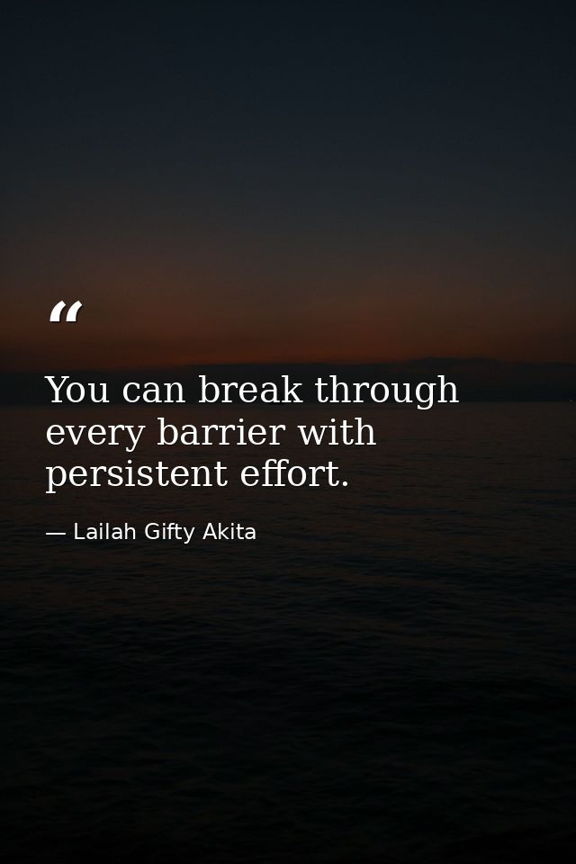 You can break through every barrier with persistent effort. — Lailah Gifty Akita