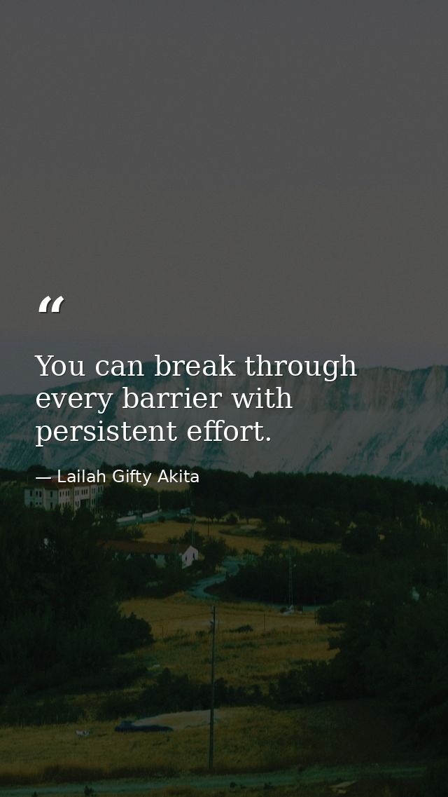 You can break through every barrier with persistent effort. — Lailah Gifty Akita