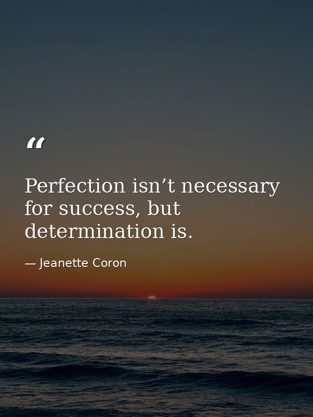 Perfection isn’t necessary for success, but determination is. — Jeanette Coron