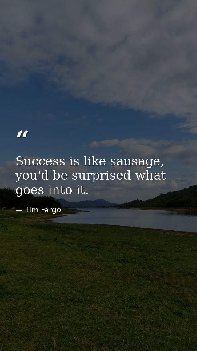 Success is like sausage, you'd be surprised what goes into it. — Tim Fargo