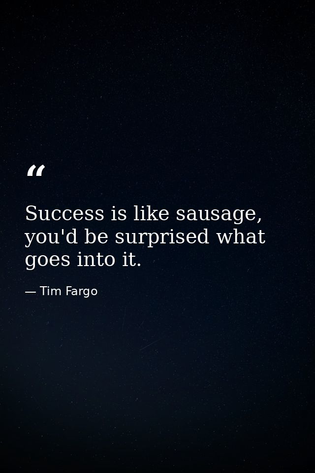 Success is like sausage, you'd be surprised what goes into it. — Tim Fargo