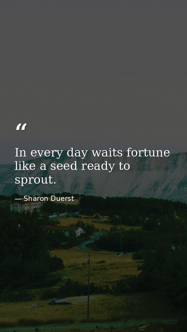 In every day waits fortune like a seed ready to sprout. — Sharon Duerst