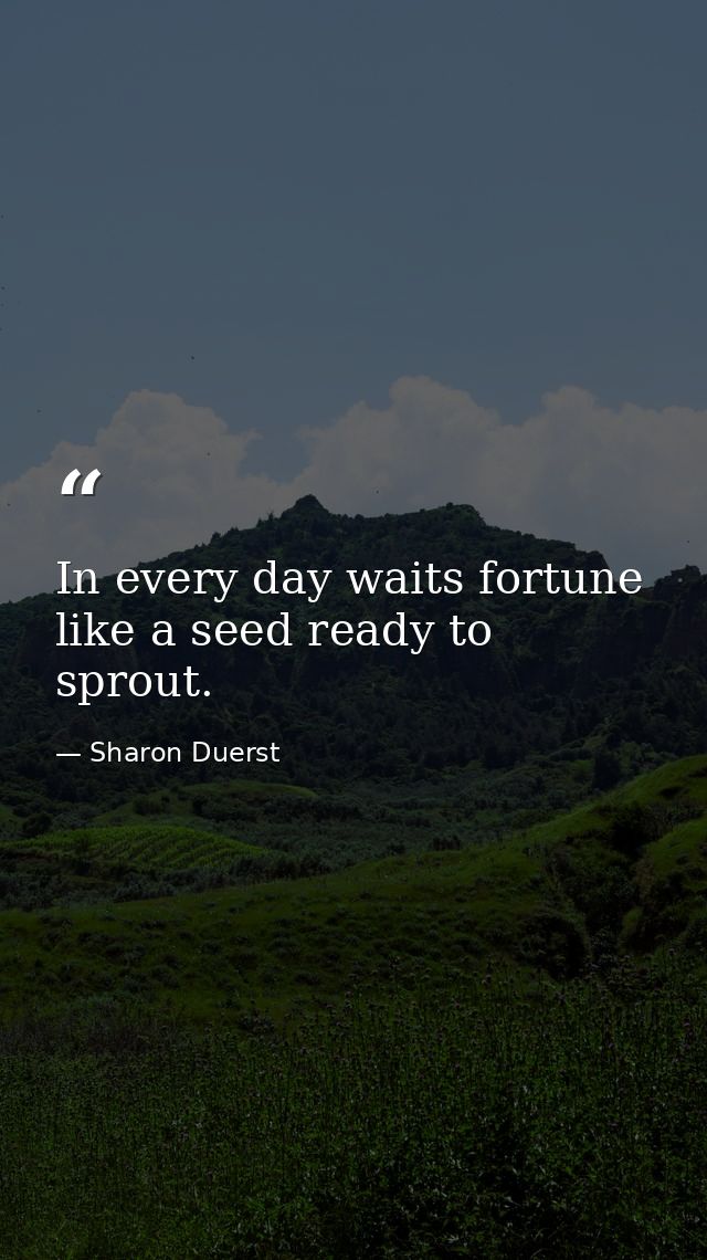 In every day waits fortune like a seed ready to sprout. — Sharon Duerst