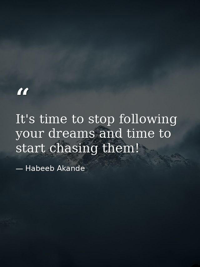 It's time to stop following your dreams and time to start chasing them! — Habeeb Akande