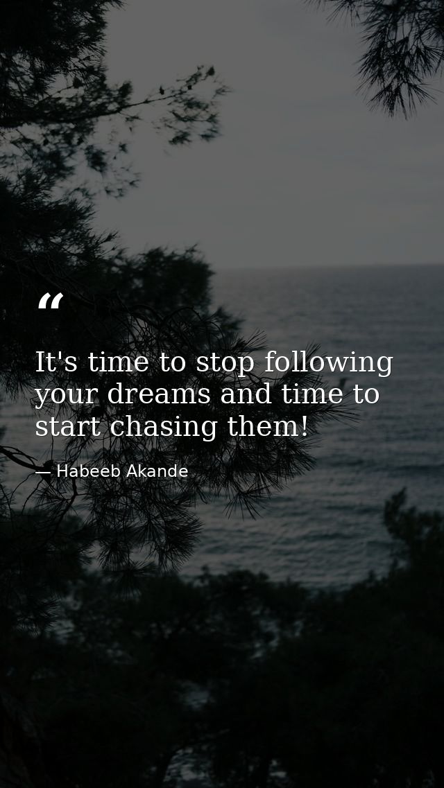 It's time to stop following your dreams and time to start chasing them! — Habeeb Akande