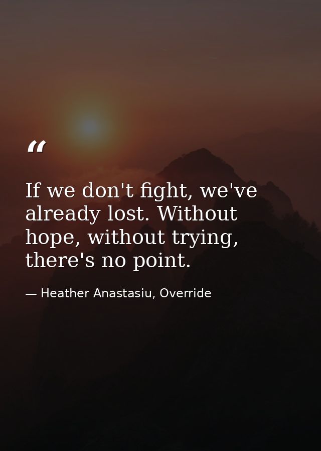 If we don't fight, we've already lost. Without hope, without trying, there's no point. — Heather Anastasiu, Override