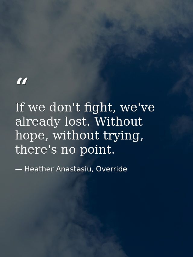 If we don't fight, we've already lost. Without hope, without trying, there's no point. — Heather Anastasiu, Override