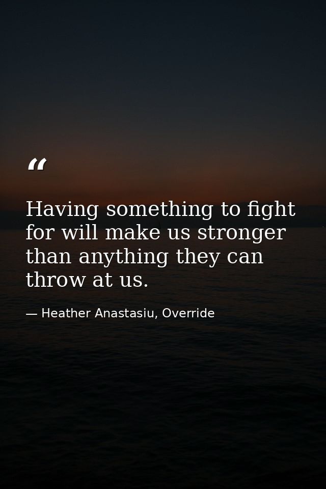 Having something to fight for will make us stronger than anything they can throw at us. — Heather Anastasiu, Override
