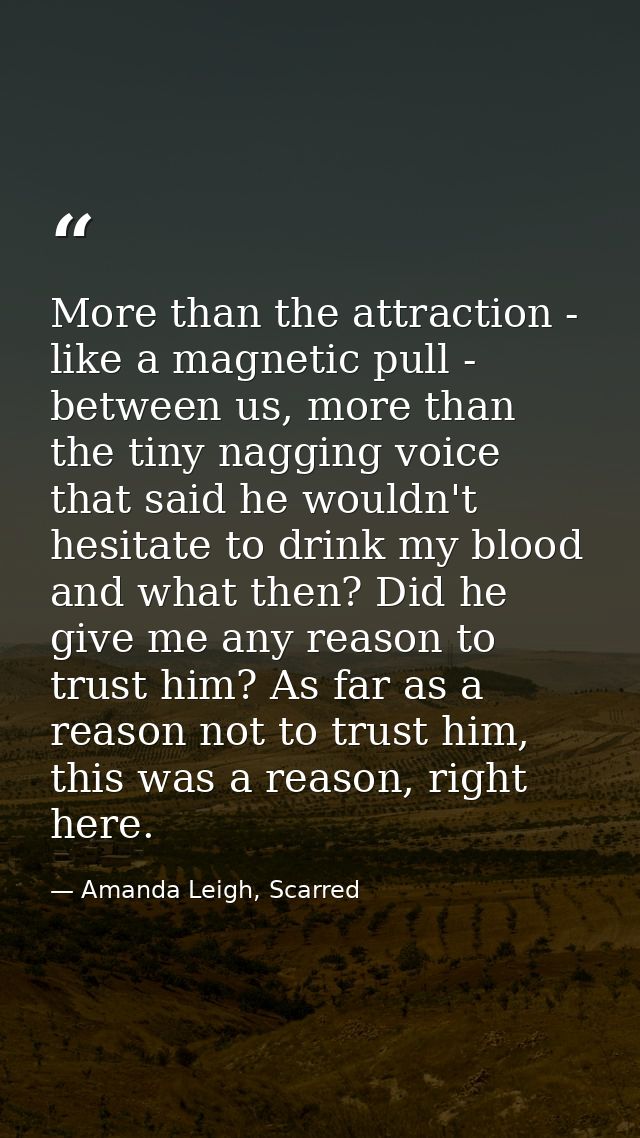 More than the attraction - like a magnetic pull - between us, more than the tiny nagging voice that said he wouldn't hes — Amanda Leigh, Scarred