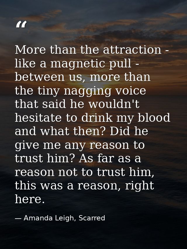 More than the attraction - like a magnetic pull - between us, more than the tiny nagging voice that said he wouldn't hes — Amanda Leigh, Scarred