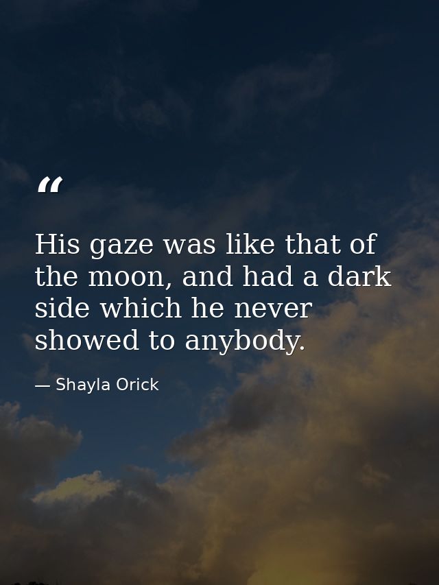 His gaze was like that of the moon, and had a dark side which he never showed to anybody. — Shayla Orick