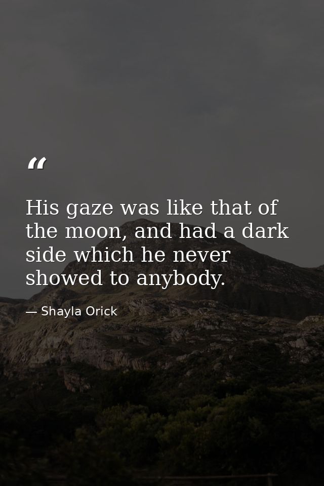 His gaze was like that of the moon, and had a dark side which he never showed to anybody. — Shayla Orick