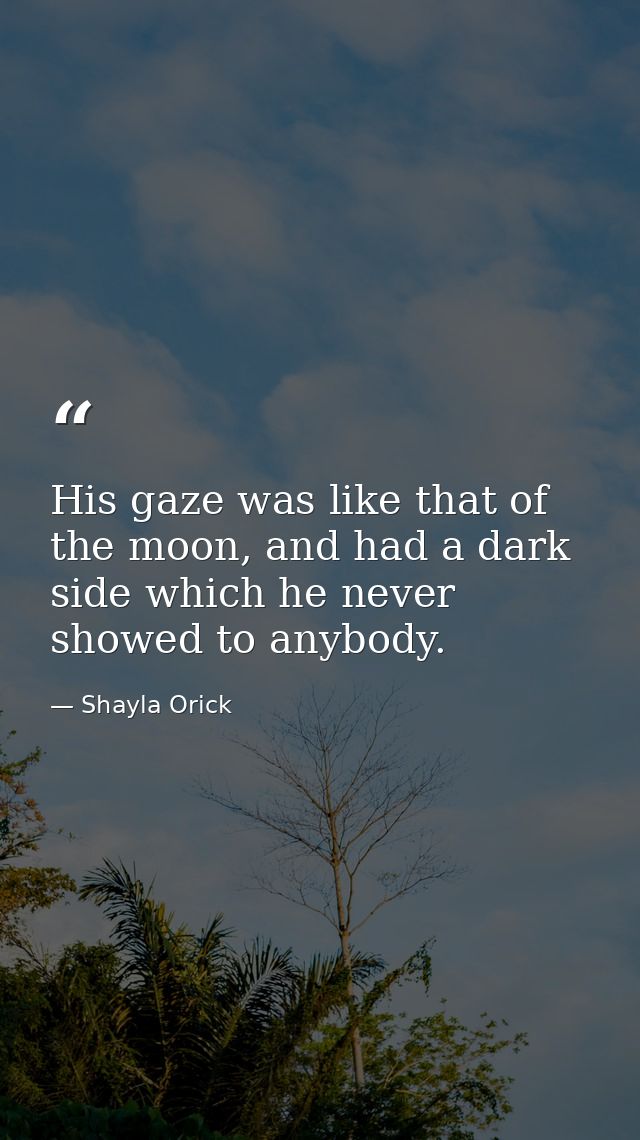 His gaze was like that of the moon, and had a dark side which he never showed to anybody. — Shayla Orick