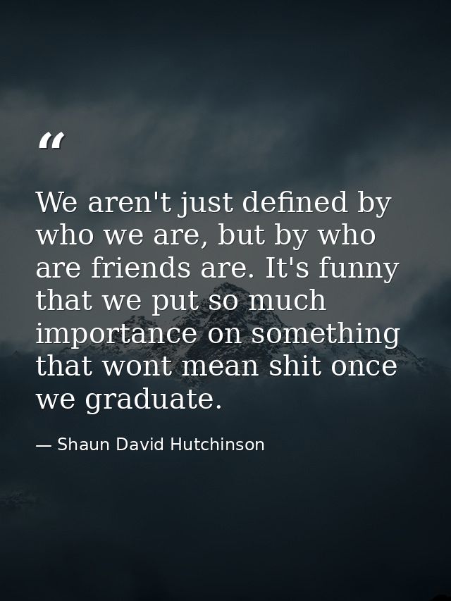 We aren't just defined by who we are, but by who are friends are. It's funny that we put so much importance on something — Shaun David Hutchinson