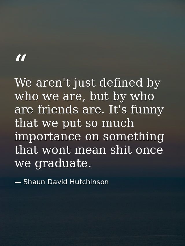 We aren't just defined by who we are, but by who are friends are. It's funny that we put so much importance on something — Shaun David Hutchinson