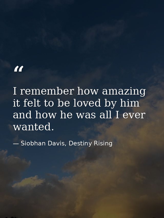 I remember how amazing it felt to be loved by him and how he was all I ever wanted. — Siobhan Davis, Destiny Rising