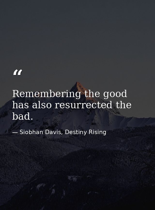 Remembering the good has also resurrected the bad. — Siobhan Davis, Destiny Rising