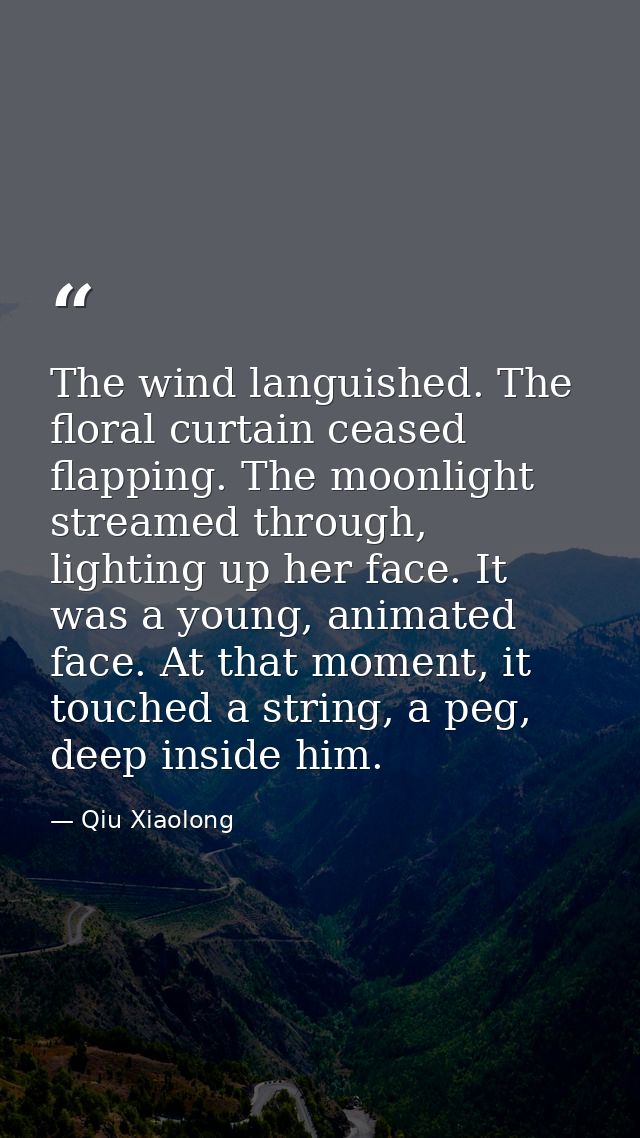 The wind languished. The floral curtain ceased flapping. The moonlight streamed through, lighting up her face. It was a  — Qiu Xiaolong