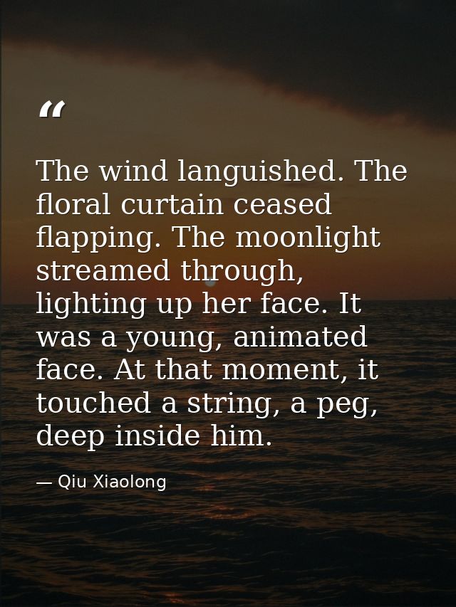 The wind languished. The floral curtain ceased flapping. The moonlight streamed through, lighting up her face. It was a  — Qiu Xiaolong