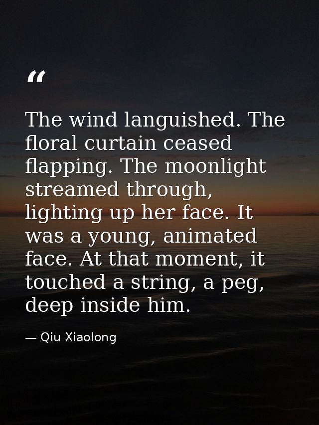 The wind languished. The floral curtain ceased flapping. The moonlight streamed through, lighting up her face. It was a  — Qiu Xiaolong