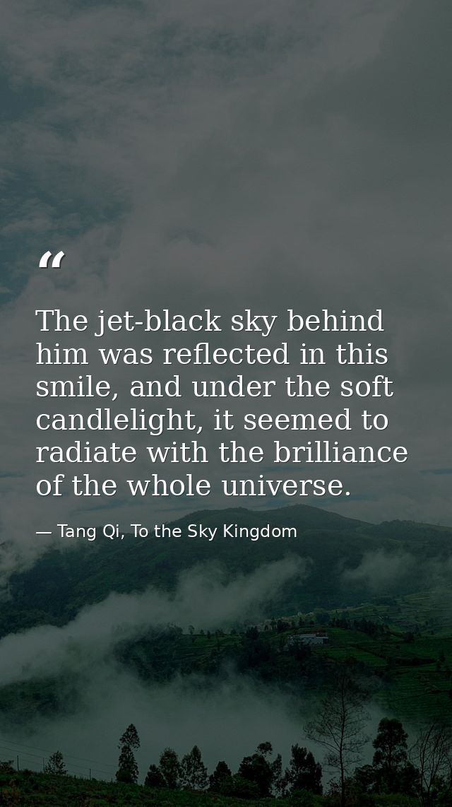The jet-black sky behind him was reflected in this smile, and under the soft candlelight, it seemed to radiate with the  — Tang Qi, To the Sky Kingdom