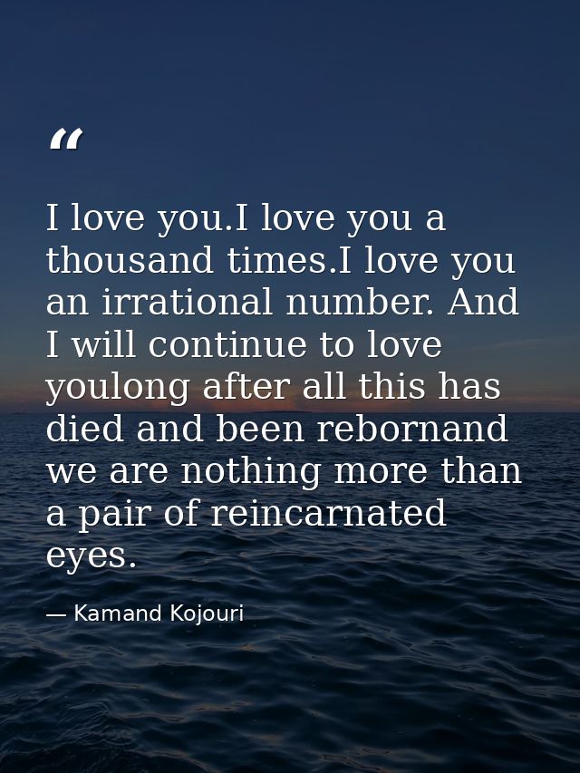 I love you.I love you a thousand times.I love you an irrational number. And I will continue to love youlong after all th — Kamand Kojouri