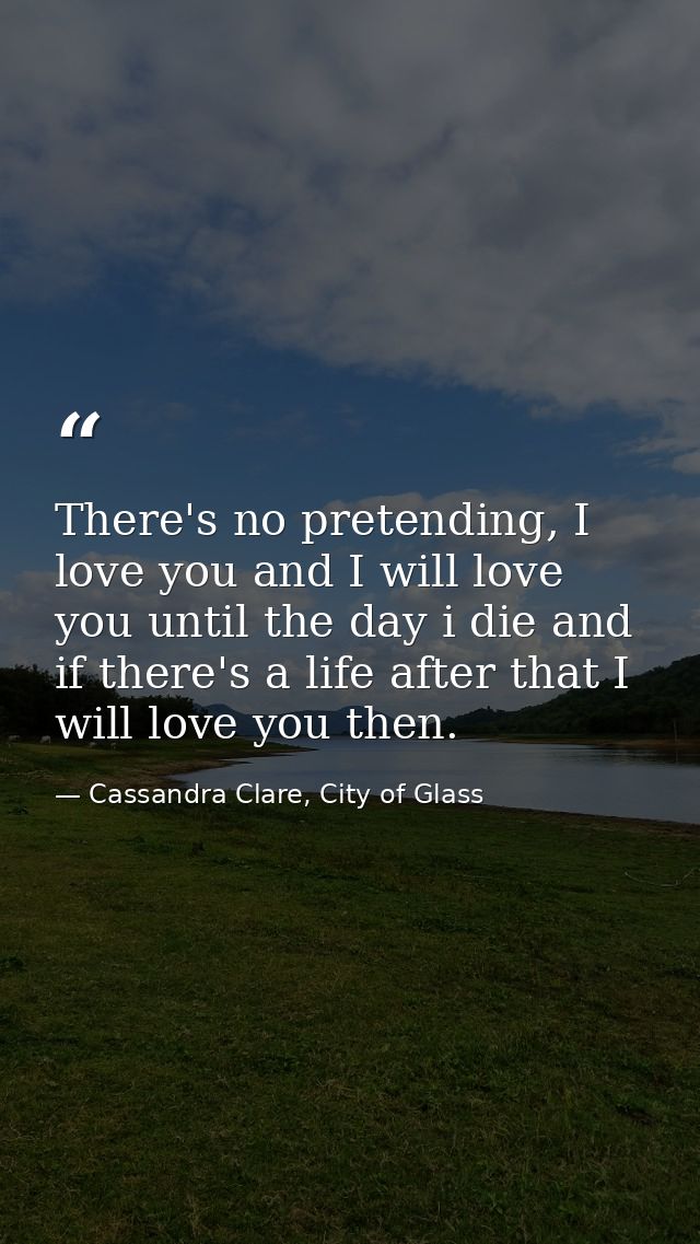 There's no pretending, I love you and I will love you until the day i die and if there's a life after that I will love y — Cassandra Clare, City of Glass