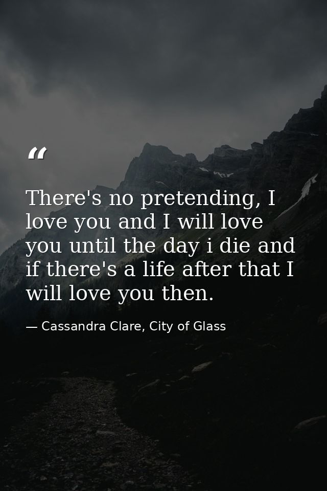 There's no pretending, I love you and I will love you until the day i die and if there's a life after that I will love y — Cassandra Clare, City of Glass
