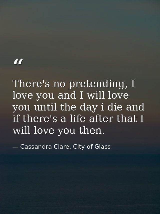 There's no pretending, I love you and I will love you until the day i die and if there's a life after that I will love y — Cassandra Clare, City of Glass