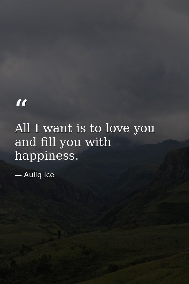 All I want is to love you and fill you with happiness. — Auliq Ice