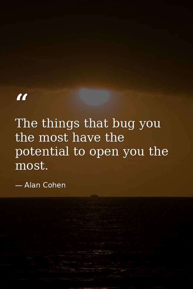 The things that bug you the most have the potential to open you the most. — Alan Cohen