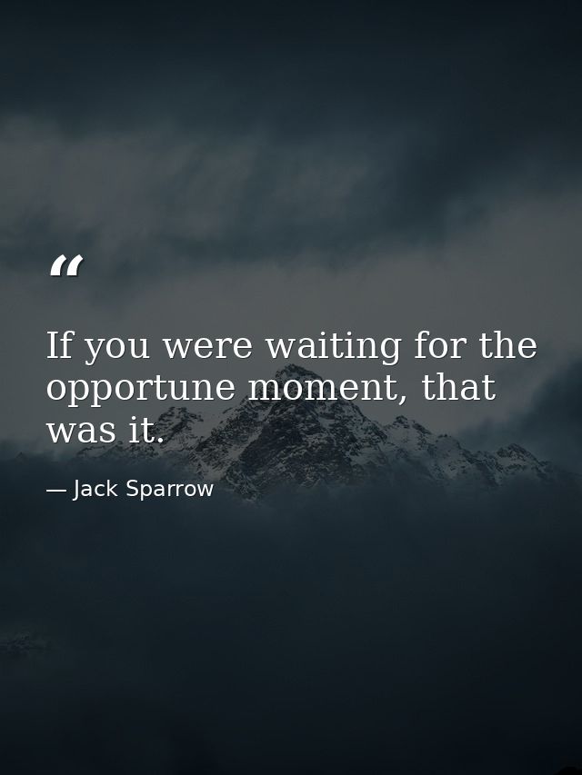 If you were waiting for the opportune moment, that was it. — Jack Sparrow