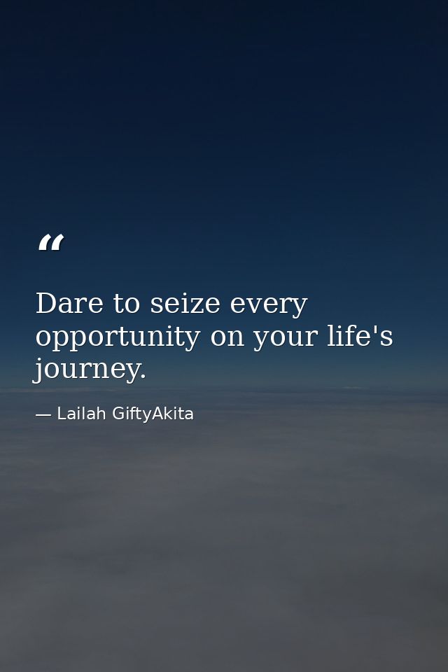 Dare to seize every opportunity on your life's journey. — Lailah GiftyAkita