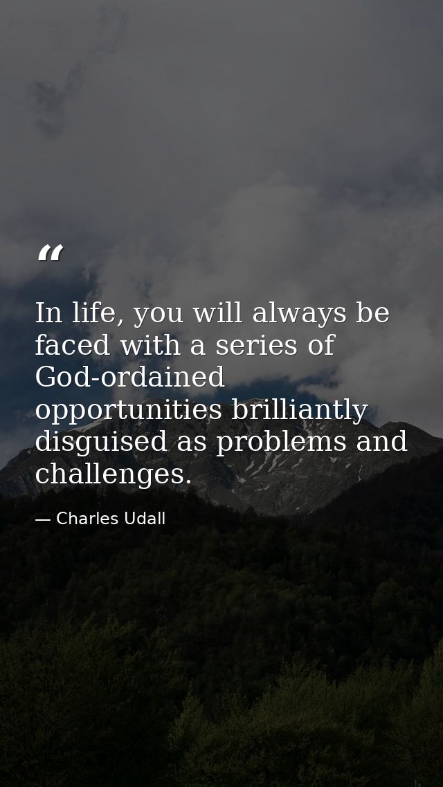 In life, you will always be faced with a series of God-ordained opportunities brilliantly disguised as problems and chal — Charles Udall