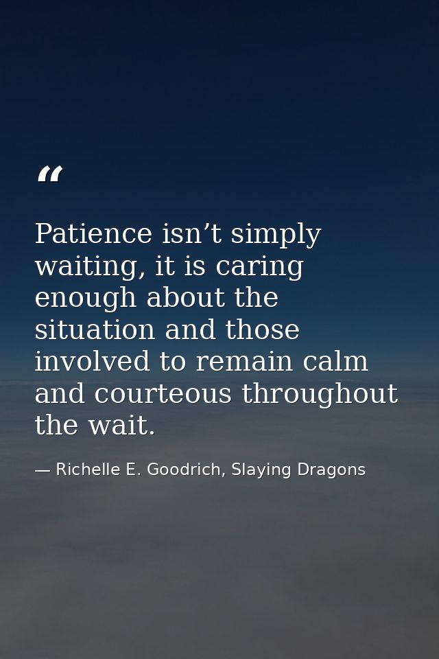 Patience isn’t simply waiting, it is caring enough about the situation and those involved to remain calm and courteous t — Richelle E. Goodrich, Slaying Dragons