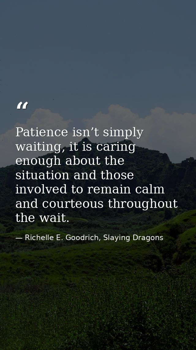 Patience isn’t simply waiting, it is caring enough about the situation and those involved to remain calm and courteous t — Richelle E. Goodrich, Slaying Dragons